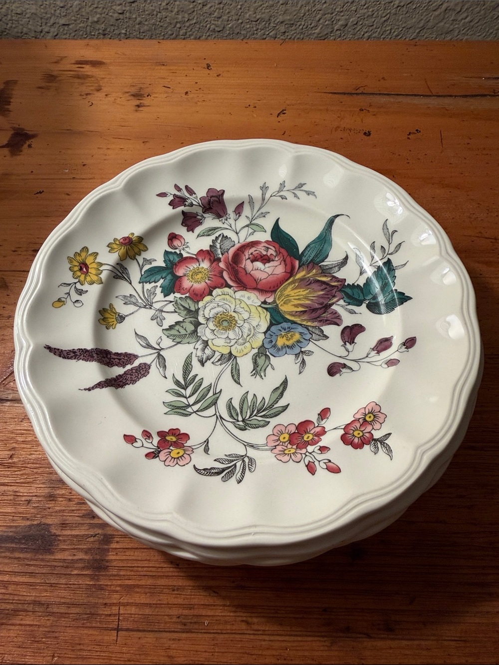 Spode Gainsborough set of 6 salad plates with Multicolor Floral Bouquet